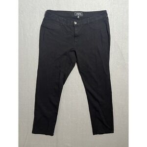 One One Women's Black Embellished Stretch Knit Pants Size 16 Straight Leg